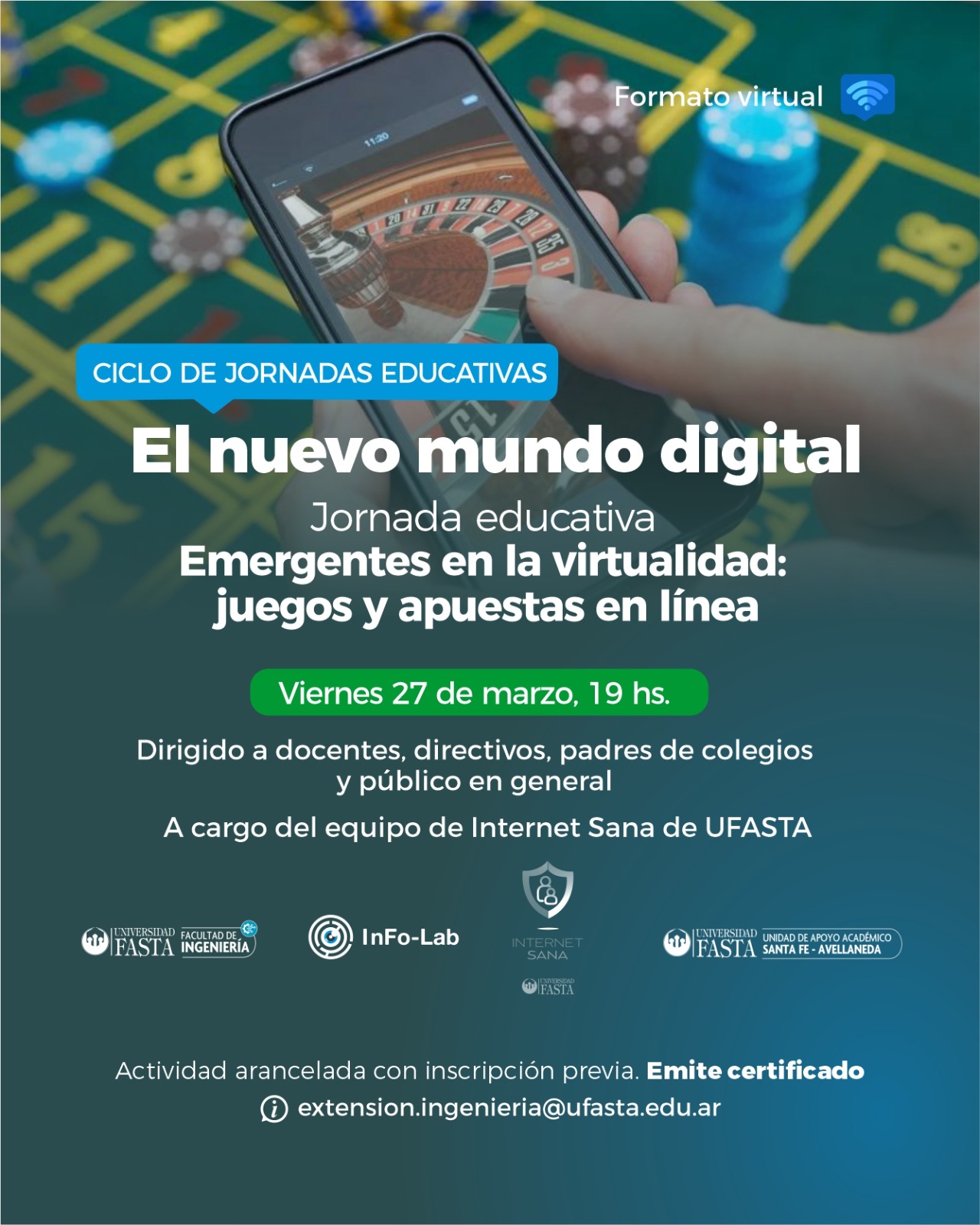 Ciclo de jornadas educativas “El nuevo mundo digital”: Emergentes en la virtualidad: juegos y apuestas en línea