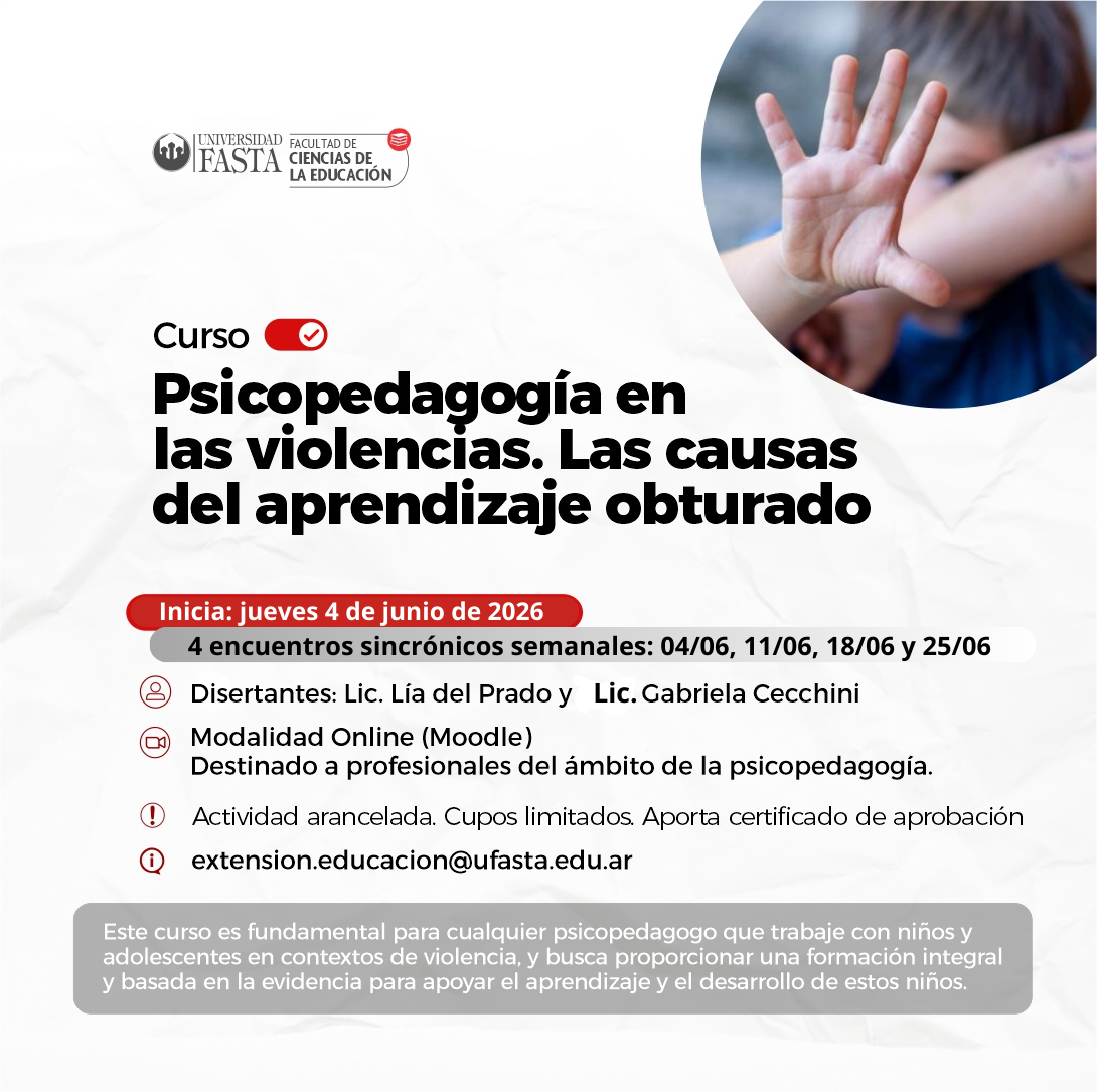 Curso de Psicopedagogía en las Violencias.  Las Causas del Aprendizaje Obturado - 3era edición