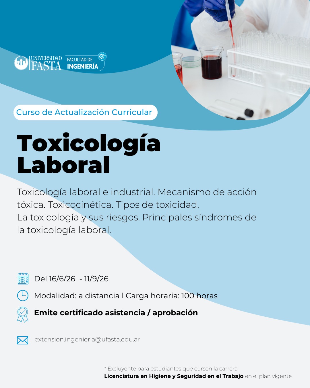 Curso de Actualización Curricular - Toxicología Laboral